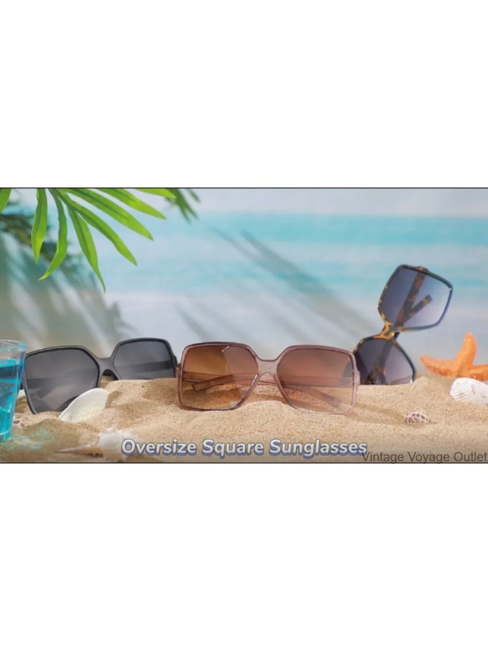 3 Pack Vintage Oversized Square Sunglasses UV Protection